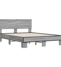 Bettgestell Grau Sonoma 120x200 cm Holzwerkstoff und Metall