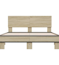 Bettgestell Sonoma-Eiche 120x190 cm Holzwerkstoff und Metall