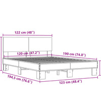 Bettgestell Sonoma-Eiche 120x190 cm Holzwerkstoff und Metall
