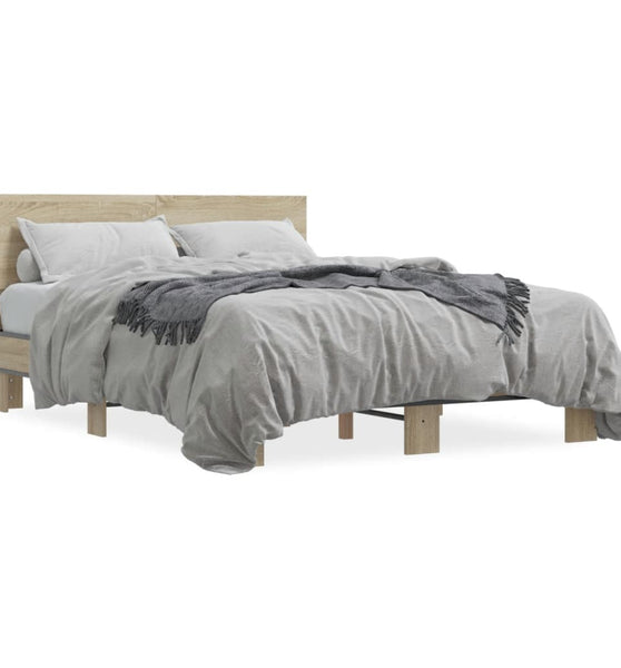 Bettgestell Sonoma-Eiche 120x190 cm Holzwerkstoff und Metall