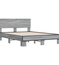Bettgestell Grau Sonoma 120x190 cm Holzwerkstoff und Metall