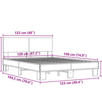 Bettgestell Braun Eichen-Optik 120x190 cm Holzwerkstoff Metall