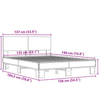 Bettgestell Schwarz 135x190 cm Holzwerkstoff und Metall