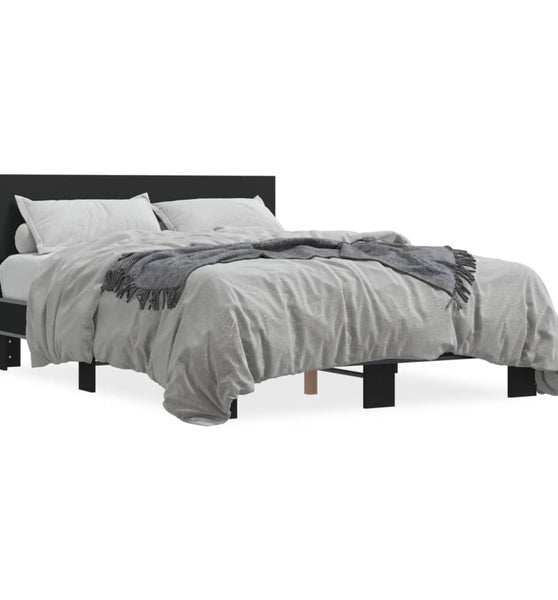 Bettgestell Schwarz 135x190 cm Holzwerkstoff und Metall