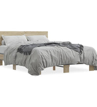 Bettgestell Sonoma-Eiche 135x190 cm Holzwerkstoff und Metall