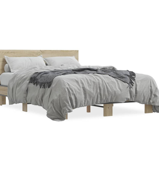 Bettgestell Sonoma-Eiche 135x190 cm Holzwerkstoff und Metall
