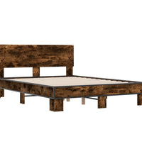 Bettgestell Räuchereiche 135x190 cm Holzwerkstoff und Metall