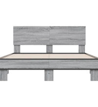Bettgestell Grau Sonoma 135x190 cm Holzwerkstoff und Metall