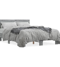 Bettgestell Grau Sonoma 135x190 cm Holzwerkstoff und Metall