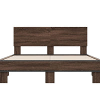 Bettgestell Braun Eichen-Optik 135x190 cm Holzwerkstoff Metall