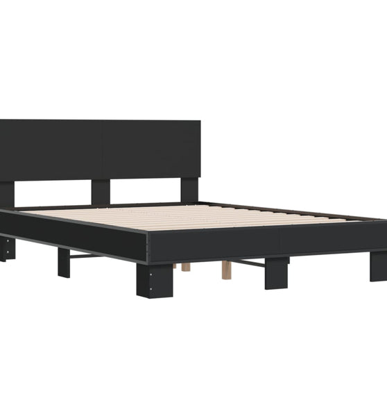 Bettgestell Schwarz 140x190 cm Holzwerkstoff und Metall