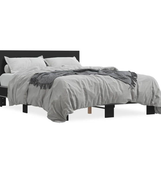Bettgestell Schwarz 140x190 cm Holzwerkstoff und Metall