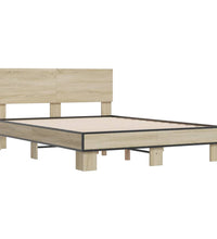 Bettgestell Sonoma-Eiche 140x190 cm Holzwerkstoff und Metall