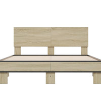 Bettgestell Sonoma-Eiche 140x190 cm Holzwerkstoff und Metall