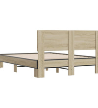 Bettgestell Sonoma-Eiche 140x190 cm Holzwerkstoff und Metall