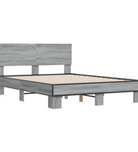 Bettgestell Grau Sonoma 140x190 cm Holzwerkstoff und Metall
