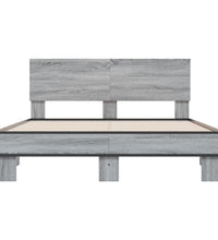 Bettgestell Grau Sonoma 140x190 cm Holzwerkstoff und Metall