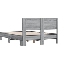 Bettgestell Grau Sonoma 140x190 cm Holzwerkstoff und Metall