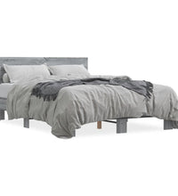 Bettgestell Grau Sonoma 140x190 cm Holzwerkstoff und Metall