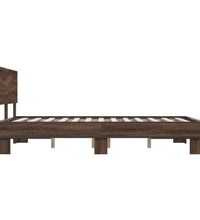 Bettgestell Braun Eichen-Optik 140x190 cm Holzwerkstoff Metall