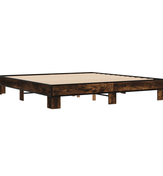 Bettgestell Räuchereiche 200x200 cm Holzwerkstoff und Metall