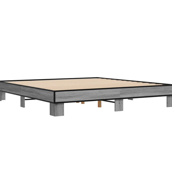 Bettgestell Grau Sonoma 200x200 cm Holzwerkstoff und Metall