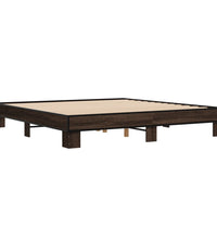 Bettgestell Braun Eichen-Optik 200x200 cm Holzwerkstoff Metall
