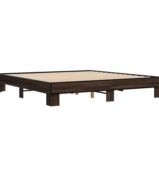 Bettgestell Braun Eichen-Optik 200x200 cm Holzwerkstoff Metall