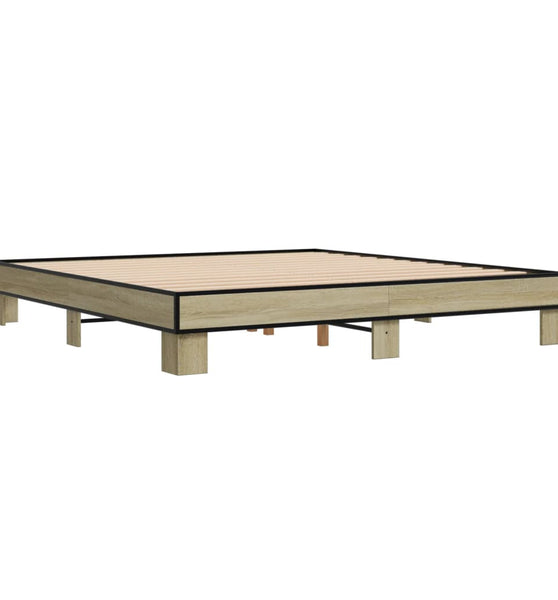 Bettgestell Sonoma-Eiche 180x200 cm Holzwerkstoff und Metall