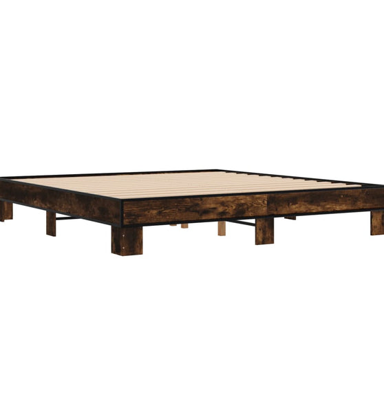 Bettgestell Räuchereiche 180x200 cm Holzwerkstoff und Metall