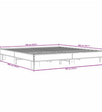 Bettgestell Grau Sonoma 180x200 cm Holzwerkstoff und Metall