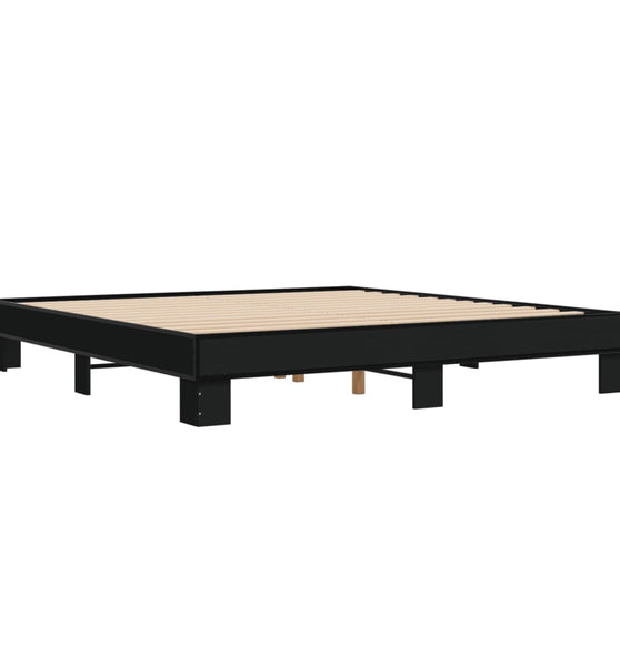 Bettgestell Schwarz 160x200 cm Holzwerkstoff und Metall