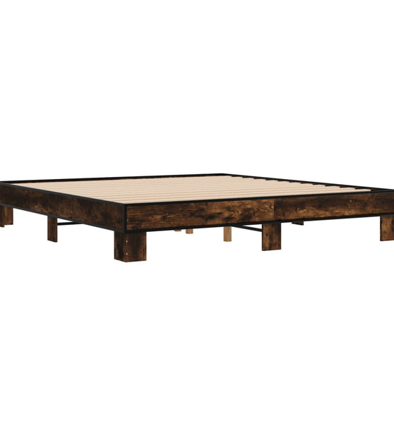 Bettgestell Räuchereiche 160x200 cm Holzwerkstoff und Metall