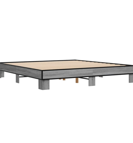 Bettgestell Grau Sonoma 160x200 cm Holzwerkstoff und Metall