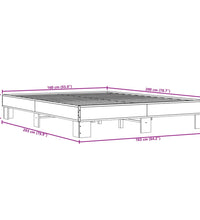 Bettgestell Grau Sonoma 160x200 cm Holzwerkstoff und Metall