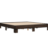 Bettgestell Braun Eichen-Optik 160x200 cm Holzwerkstoff Metall