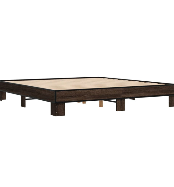 Bettgestell Braun Eichen-Optik 160x200 cm Holzwerkstoff Metall