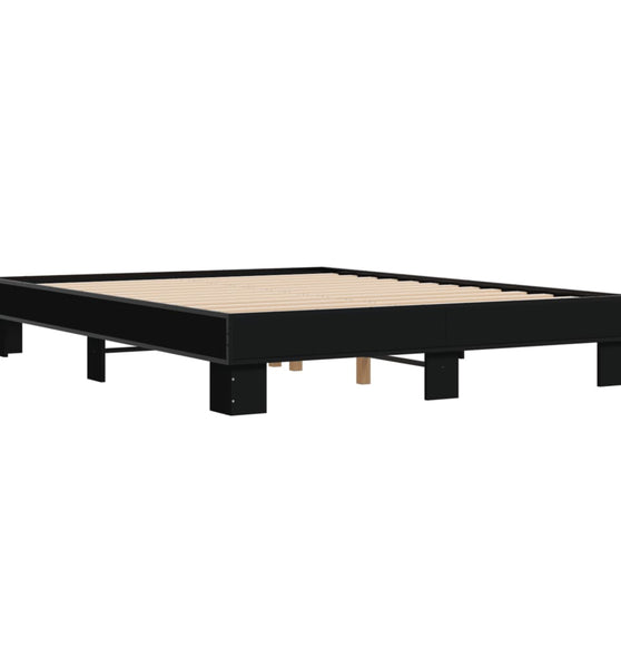 Bettgestell Schwarz 150x200 cm Holzwerkstoff und Metall