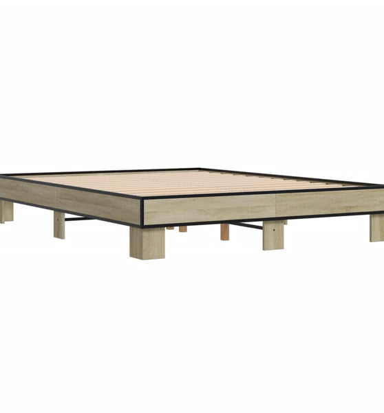 Bettgestell Sonoma-Eiche 150x200 cm Holzwerkstoff und Metall