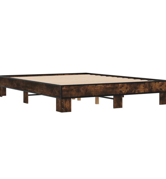 Bettgestell Räuchereiche 150x200 cm Holzwerkstoff und Metall