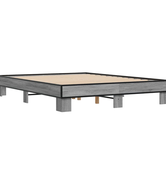 Bettgestell Grau Sonoma 150x200 cm Holzwerkstoff und Metall