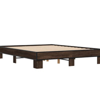 Bettgestell Braun Eichen-Optik 150x200 cm Holzwerkstoff Metall