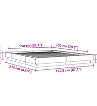 Bettgestell Grau Sonoma 150x200 cm Holzwerkstoff