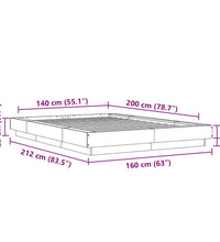 Bettgestell Betongrau 140x200 cm Holzwerkstoff