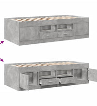 Tagesbett mit Schubladen Betongrau 90x190 cm Holzwerkstoff