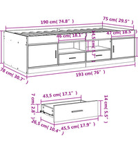 Tagesbett mit Schubladen ohne Matratze Grau Sonoma 75x190 cm