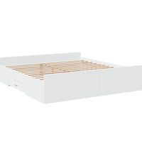 Bettgestell mit Schubladen Weiß 200x200 cm Holzwerkstoff