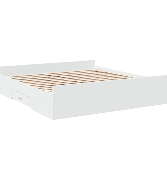 Bettgestell mit Schubladen Weiß 200x200 cm Holzwerkstoff