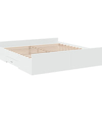 Bettgestell mit Schubladen Weiß 200x200 cm Holzwerkstoff