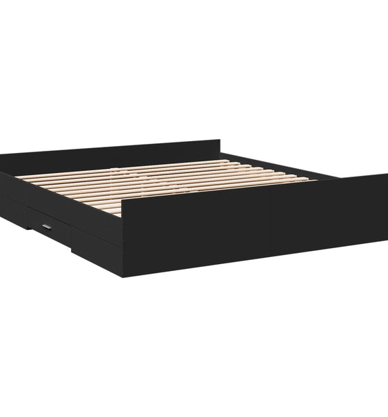 Bettgestell mit Schubladen Schwarz 200x200 cm Holzwerkstoff